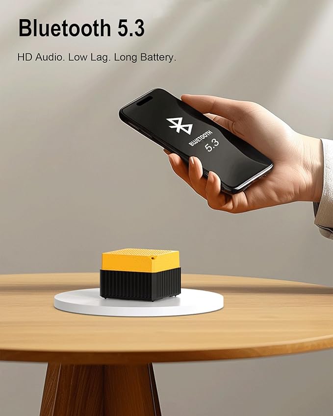 Portable Bluetooth Speakers Wireless, IPX6 Waterproof & Dustproof Small Portable Speaker, High Loud Stereo Sound, Built-in Mic, TWS Pairing, with Storage Box, Easy for Carry/Outdoor/Travel (Yellow)