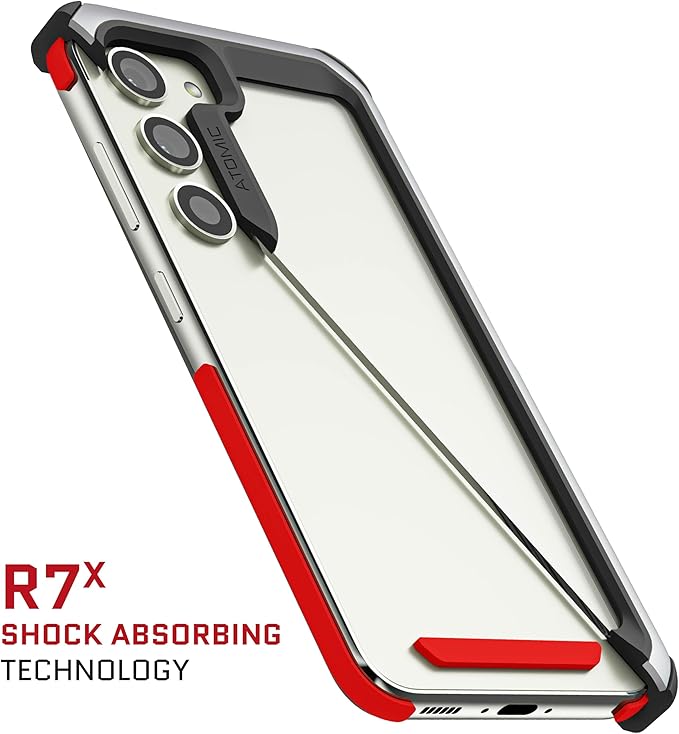 Ghostek Atomic Slim Galaxy S23 Case with Shockproof Military Grade Aluminum Bumper, Clear Back and Wireless Charging Compatible Phone Cover Designed for 2023 Samsung Galaxy S23 (6.1") (Silver)