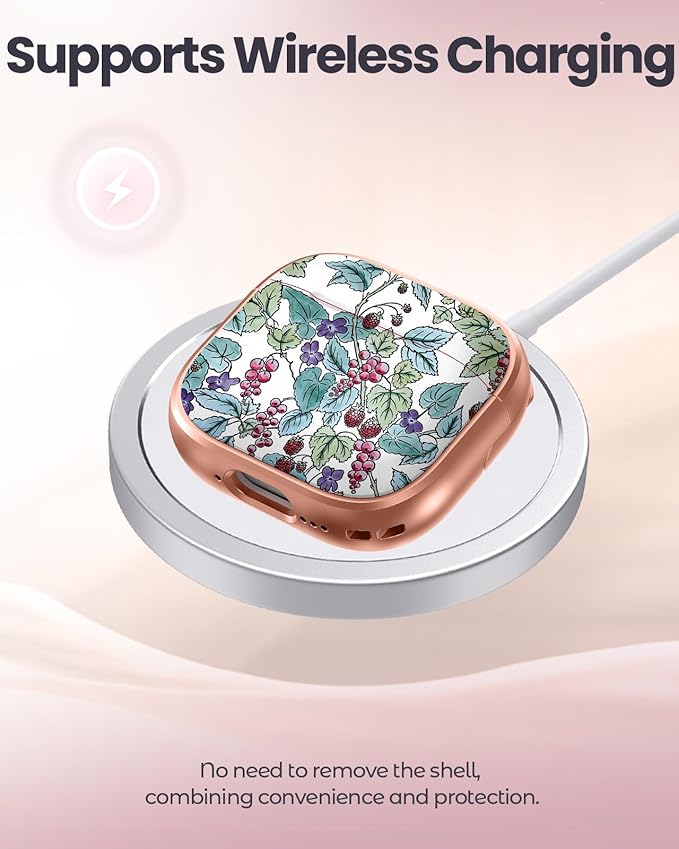 Coralogo for AirPods 4 Case with Safety Lock - Cute Cartoon for Women Girls Fashion Stylish Grape Pattern Design Kawaii Girly Girlish Hard Protective Cover for AirPods 4th Generation 2024