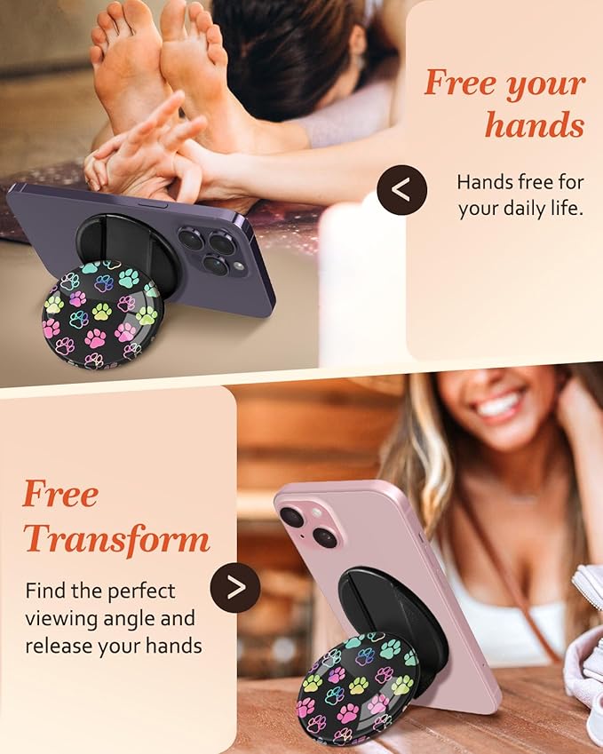 Kidcube Phone Grip Compatible with Magsafe - Magnetic Phone Grip Stand Cute Dog Paw Finger Grip Kickstand Ring Holder Women Girls Compatible with Magsafe Accessories for iPhone 16/15/14/13/12 Series