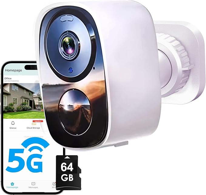 2026 Upgraded 2K Wireless Security Camera with 64G SD Card, Free Cloud Storage, 1-6 Month Battery Life, AI Motion Detection, Spotlight, Siren Alarm, 2-Way Audio, Waterproof WiFi Surveillance Camera
