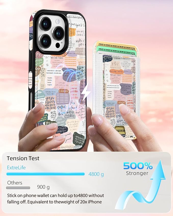 Shorogyt for iPhone 16 Pro Max Case Wallet - Fits 5 Cards, Compatible with Magsafe Detachable Magnetic Credit Card Holder Leather Cardholder Cute Phone Cover Women Girls for Apple 16 ProMax, Collage