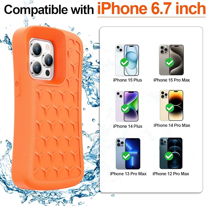 Floating Phone Case for iPhone 15 Pro Max/15 Plus/14 Pro Max/14 Plus/13 Pro Max/12 Pro Max EVA Material Case with Waterproof Dry Bags and Lanyard, 20FT Powerful Drop Protective Case-6.7inch