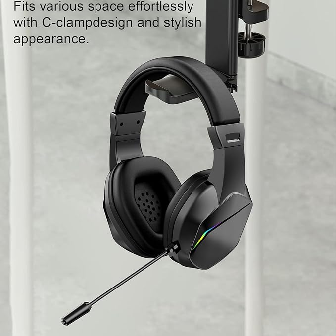 EBTOOLS Wired USB A Headset, Gaming Headphone with 7.1 Surround Sound Noise Cancelling Mic 40mm Drivers Memory Foam Cushion RGB Lighting, for PC Series X S (Black)