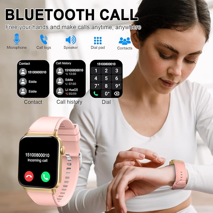 Smart Watch for Men Women, 1.85" Smartwatch (Answer/Make Call), IP68 Waterproof Fitness Tracker, 100+ Sport Modes, Heart Rate Monitor, Sleep Monitor, Pedometer