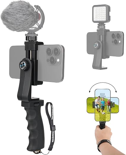Ergonomic Smartphone Vlogging Hand Grip Stabilizer Holder Mount Video Kit