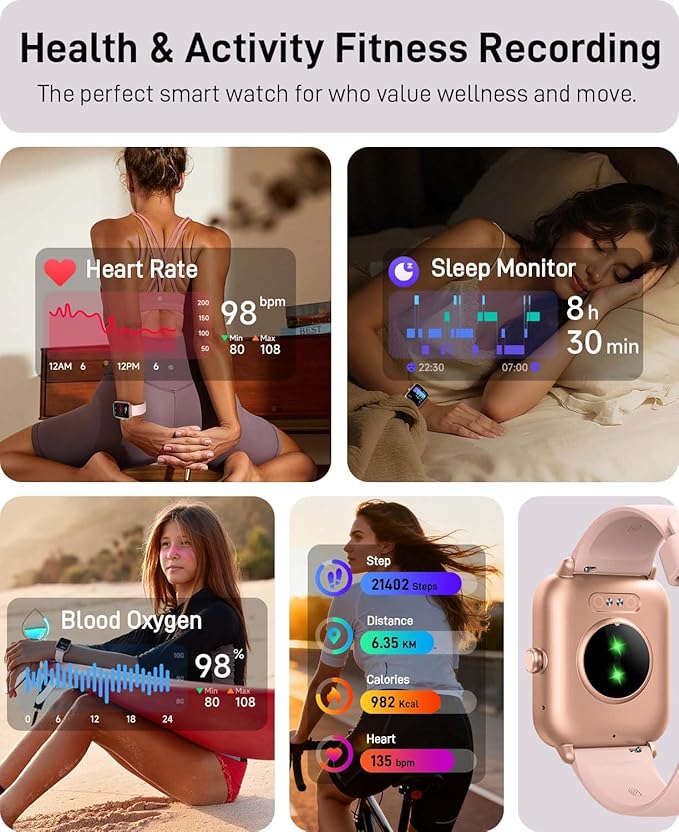 Smart Watches for Women (Make/Answer Calls), Alexa Built-in Smart Watch for Android/iPhones with Receive Messages/Emails/Reminders, 1.85" HD Fitness Tracker Watch with Heart Rate/Sleep/SpO2 Monitor