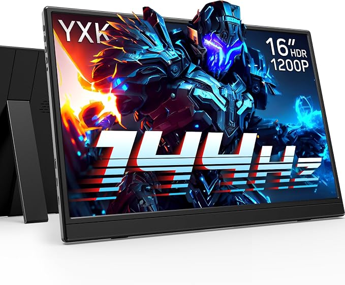 Yxk Portable Monitor 16 inch 1200P 144Hz IPS HDR Ultra-Slim Gaming Monitor