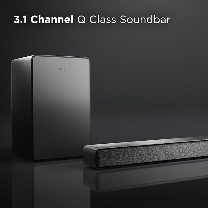 TCL 3.1ch Sound Bar with Wireless Subwoofer (Q6310, 2023 Model), Dolby Audio, DTS Virtual:X, Built-in Center Channel Speaker, Auto Room Calibration, Wall Mount/HDMI Cable Included
