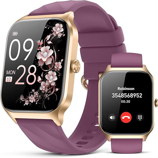 Smart Watch for Women Men,(Answer/Make Call) 1.83'' HD Fitness Activity Tracker Smartwatch for Android iPhone iOS Compatible,IP68 Waterproof Step Counter with Sleep Monitor (Modern, Wine Red, 1.83)