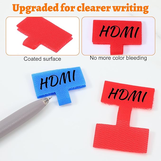 Cable Labels, Cord Labels for Electronics, Multi-Color Waterproof Cable Label Tags for Wire Management and Identification, Medium WireLabel for Management, Reusable Cord Label Can Write On - 24 Pcs