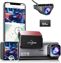 JOMISE 4K Dash Cam Front Rear with 64GB Card & Touch Screen, 4K+1080P Dual Dash Camera for Cars, Built-in GPS Wi-Fi, UHD 2160P Night Vision, WDR, 24H Parking Monitor (J6) - Image 1