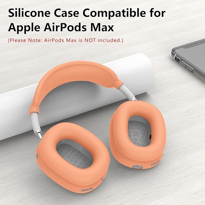 Silicone Case Cover for AirPods Max Headphones, Ear Pad Case Covers/Ear Cups Covers/Headband Cover for AirPods Max (USB-C/Lightning)(2024/2020), Soft Silicone Accessories for Apple AirPod Max, Salmon