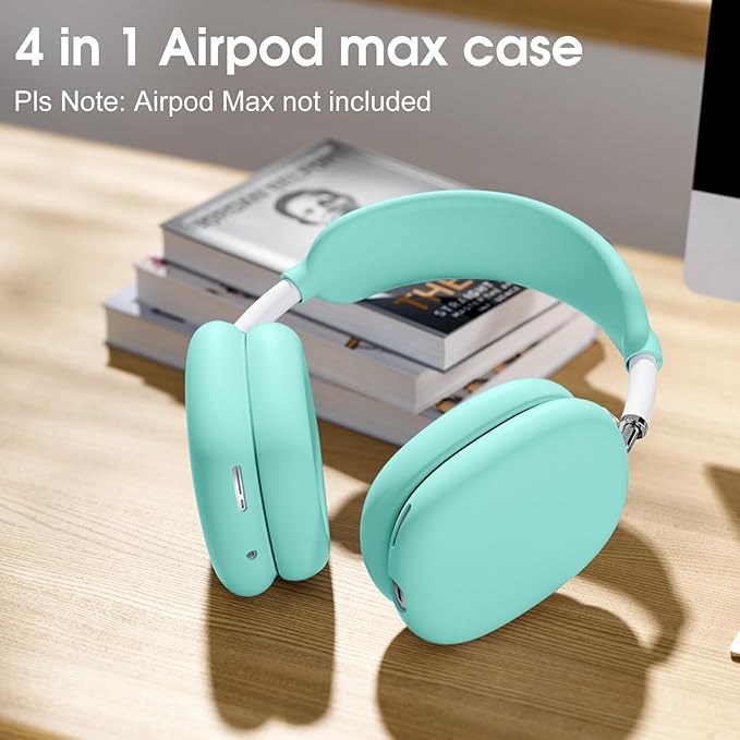 Lerobo Case Cover for AirPods Max Headphones, Soft Silicone Earcup/Anti-Scratch Earpad Case Cover/Headband Cover, Accessories Protective Cover for Apple AirPods Max2024/2020（Turquoise）