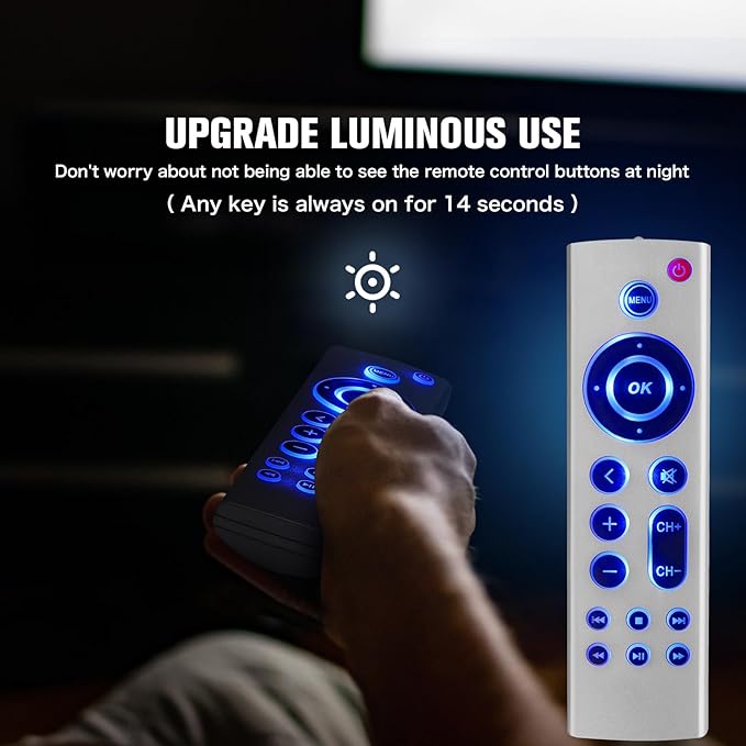 (Pack of 2) Universal Replacement Remote for Apple TV 4K/ Gen 1 2 3 4/ HD A2843 A2737 A2169 A1842 A1625 A1427 A1469 A1378 A1218, No Voice No Siri with Blue Backlight