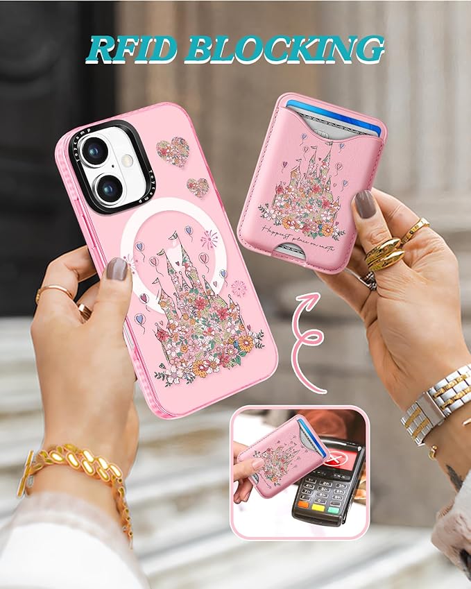 Toycamp for iPhone 17 Case - Compatible with Magsafe Credit Card Holder Wallet Magnetic Cute Women Teen Girls Kawaii Girly Unique Castle Design Phone Cover for Apple 17 Air