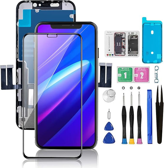 for iPhone 11 Screen Replacement 6.1 3D Touch Screen LCD Display Digitizer for A2111, A2223, A2221 Cell Phone Repair Kits+ Waterproof Frame Adhesive Sticker+Screen Tempered Protector+Face ID