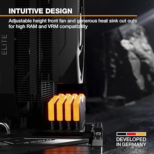 be quiet! Dark Rock Elite Air CPU Cooler | 2X Silent Wings 135mm PWM Fans | Speed Switch with 2 Modes | High-Performance Heat Pipes | Front Fan Rail System | Enhanced RAM Compatibility | BK037