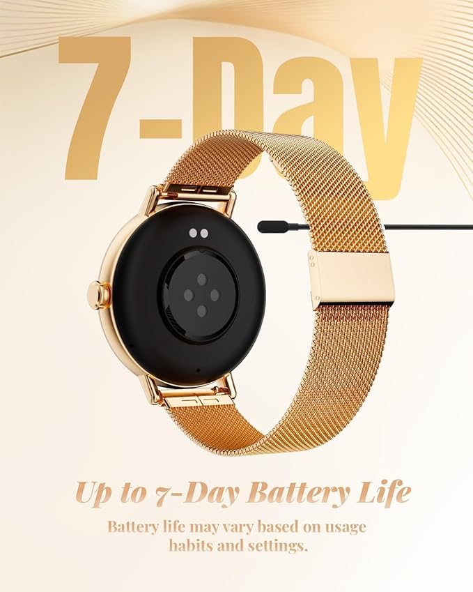TOOBUR Smart Watch for Women with Two Bands, 40mm HD Smartwatch, Compatible with Android & iOS, Answer/Make Calls, Fitness Watch with Step/Sleep/HR Tracker, IP68, Stylish Gift, Rose Gold