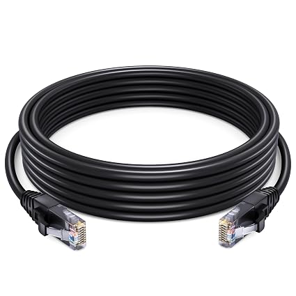 Maximm Cat6 Outdoor Ethernet Cable 50 Ft, Waterproof, UV Resistant, Black