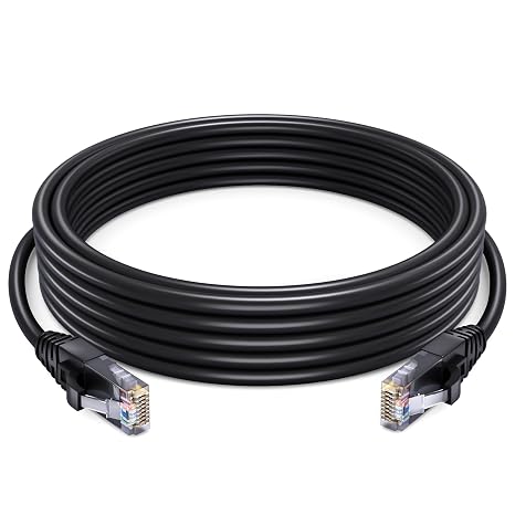 Maximm Cat6 Outdoor Ethernet Cable 50 Ft, Waterproof, UV Resistant, Black