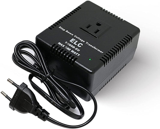 ELC 500-Watt Voltage Converter - Step Down - 220v to 110v / 240v to 120v Travel Power Converter - for Hair Straightener, Hair Dryer, Laptops and Chargers, CE Certified [3-Years Warranty]