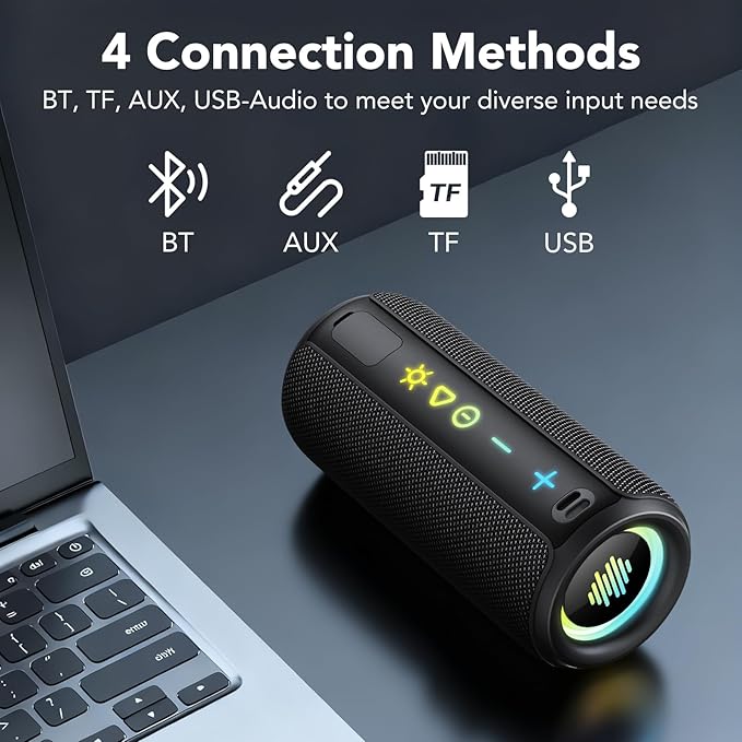 TIMU Portable Speaker Bluetooth 5.4, 25W Super Loud Wireless Speaker: Boost Bass 3.0, 30H Playtime, 8 RGB Modes, IPX7 Waterproof, TWS Pairing, for Outdoor/Home/Party, Gift Ideas