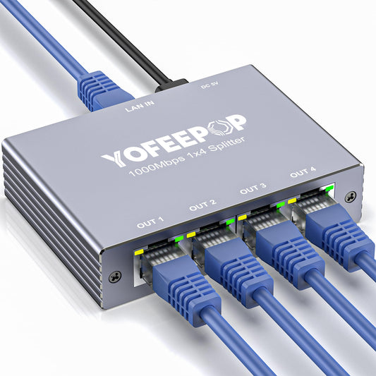 Ethernet Splitter 1 to 4, Gigabit Network Switch High-Speed