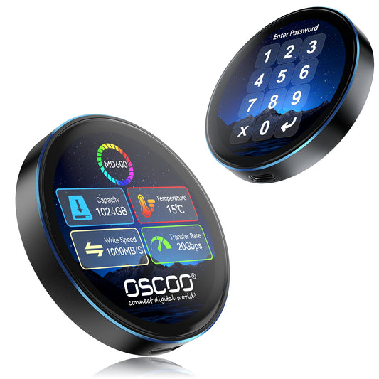 1TB Touchscreen Encrypted External SSD Hard Drive, Up to 2000MB/s - Image 1