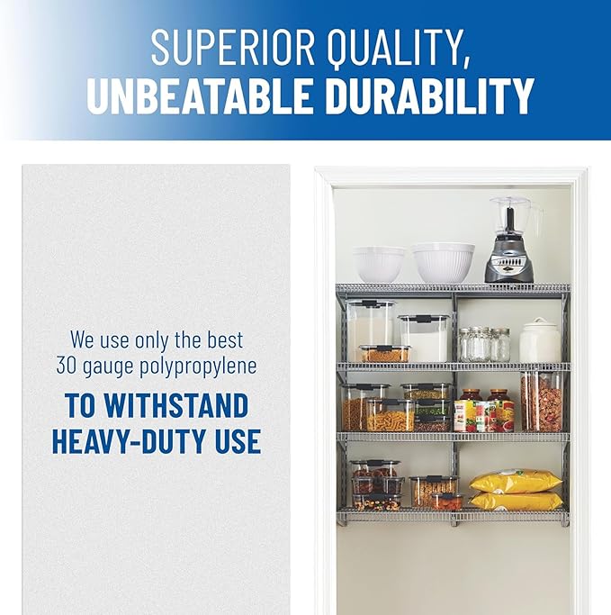 Sterling Shelf Liners - 16" x 48" Flat Packed - Set of 4 - Clear - Wire Shelf Liners for Closets, Pantry - Plastic Closet Liner for Shelves - Wire Rack Cover
