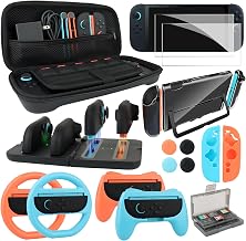 EOVOLA Accessories Kit for Nintendo Switch 2(2025), Bundle Set With Carrying Case& Screen Protector Joy Con Grips &Charger and Steering Wheels. - Image 1
