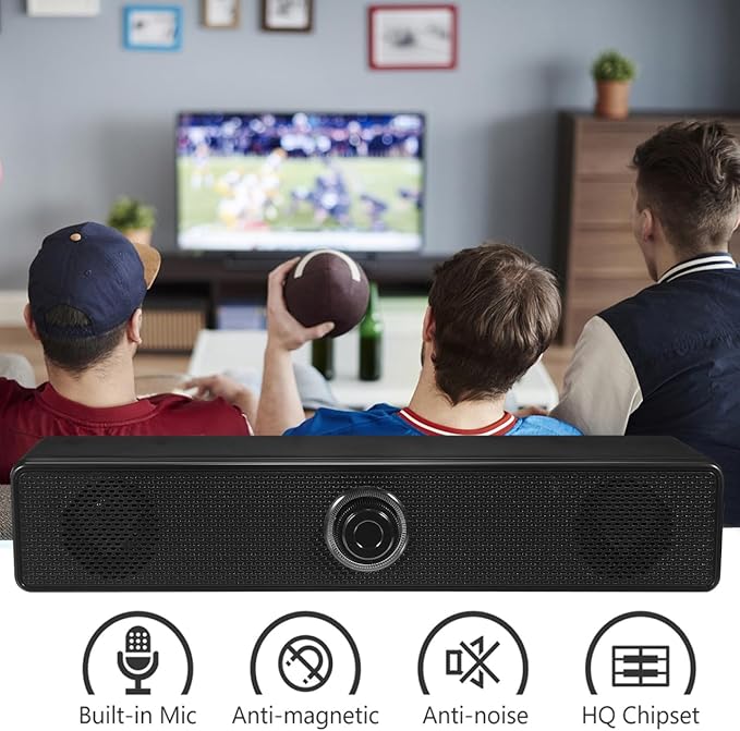 HOMSFOU Wired Sound Bar 2.0 Speaker System with Subwoofer for Tv Pc Mobile Devices Small Surround Sound System Clear Stereo Audio