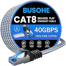 BUSOHE Cat 8 Ethernet Cable 100 FT,40Gbps Shielded Nylon Braided RJ45 Cable - Image 1