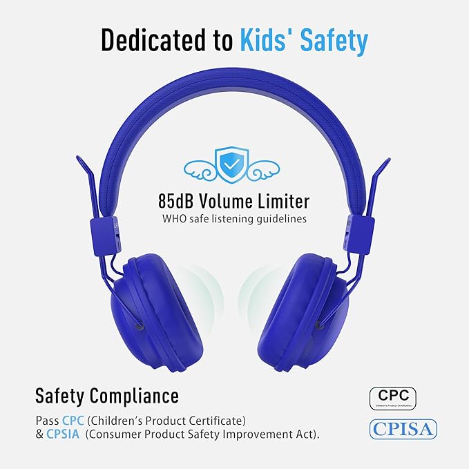 AILIHEN Kids Headphones Wired Bulk 5-Pack for K-6 School & Classroom, with Microphone, 85dB Volume Limit, Shareable, Foldable, 3.5mm Jack for Chromebook, Computer - Dark Color