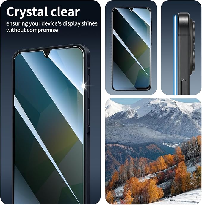 Privacy Screen Protector for Samsung A16/A26/A17, Anti-Spy Tempered Glass, Double Shatterproof 9H Hardness, Private Black Dark Protection, Anti-Scratch Impact Resistant Case-Friendly - 3 Pack
