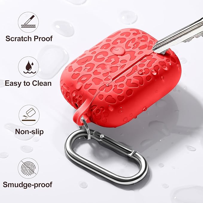 Fashion Engraving Leopard Case Compatible for Airpods Pro 2 Case Cover 2022/Airpod Pro Case Cover,Soft Silicone for Airpods Pro 2nd Generation Case,Front LED Visible