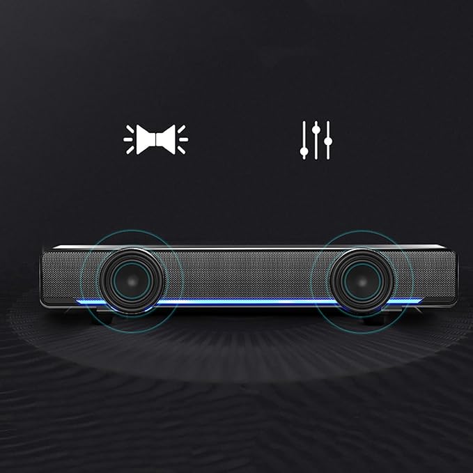 Yosoo Sound, PC Soundbar Portable Soundbar Soundbar Sound for Smart Tv Speakers for Tv with 3.5mm Input Soundbar Music Player Bass Surround Sound Box (Black)