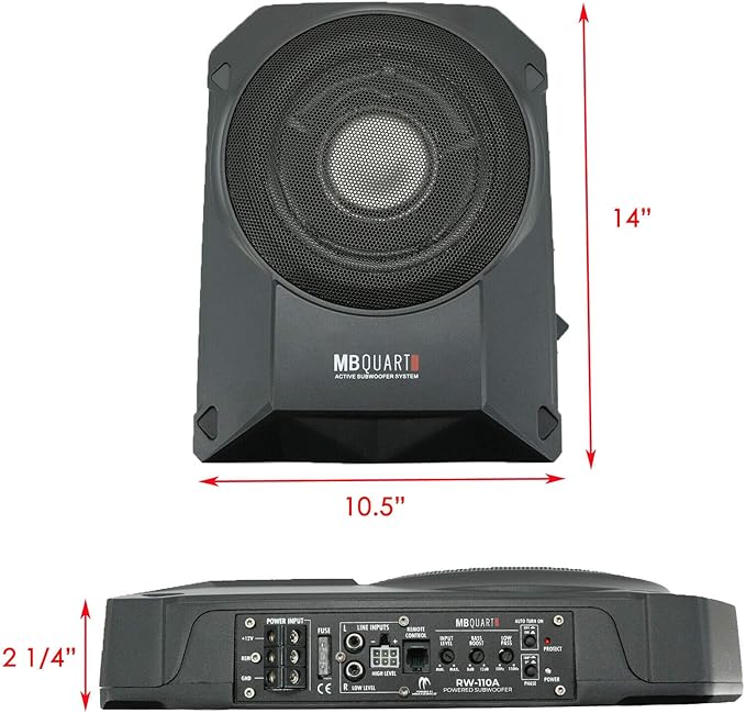 MB Quart RW-110A 800W Reference Series 10" 4-Ohm Power Subwoofer Amplifier with 8 Guage Kit Red and Gravity Magnet Phone Holder Bundle