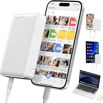 NEWQ Hard Drive for Phone & Computer: USB Flash Storage Device Photo Memory Stick for iPhone, iPad, MacBook Compatible with Apple iOS & Android Cellphone Backup Pictures, Videos, Etc (1, TB)