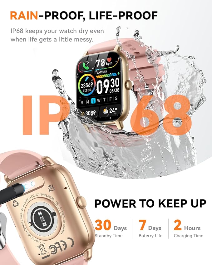 Smart Watches for Men Women(Answer/Make Call), Fitness Tracker Watch with Activity Counter/Sleep Monitor/ 110+ Sports Modes,Smart Watch for Android iPhone iOS Compatible (Pink, 1.83)