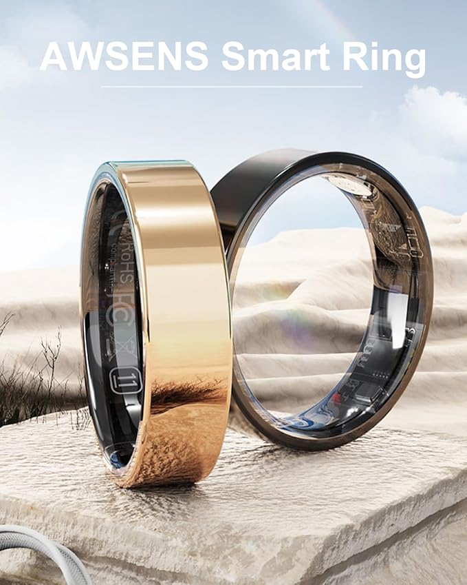 Smart Ring for Women Men Fitness Tracker with Blood Oxygen,Heart Rate,Sleep Monitoring,Step Counting,for iPhone and Android,Waterproof Smart Blood Pressure Monitor,No Subscription Fees (10)