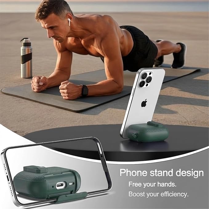 for Leather AirPods Pro 3 Case 2025| Cute Air Pods Pro 3 Case with Lock(Model A2700/A2931) | with Phone Holder & Keychain | Airpods 3 Pro Cases Cover for Man Women(ArmyGreen)