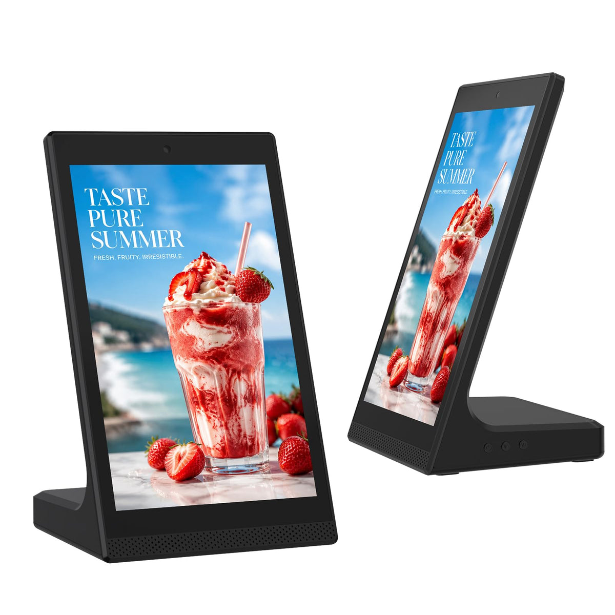 10.1" Desktop Digital Signage Display, L-Shaped HD Touch Screen Kiosk, LedArt App Remote Management, Commercial Advertising Display for Retail, Restaurant, Hotel (WiFi/Ethernet/USB)