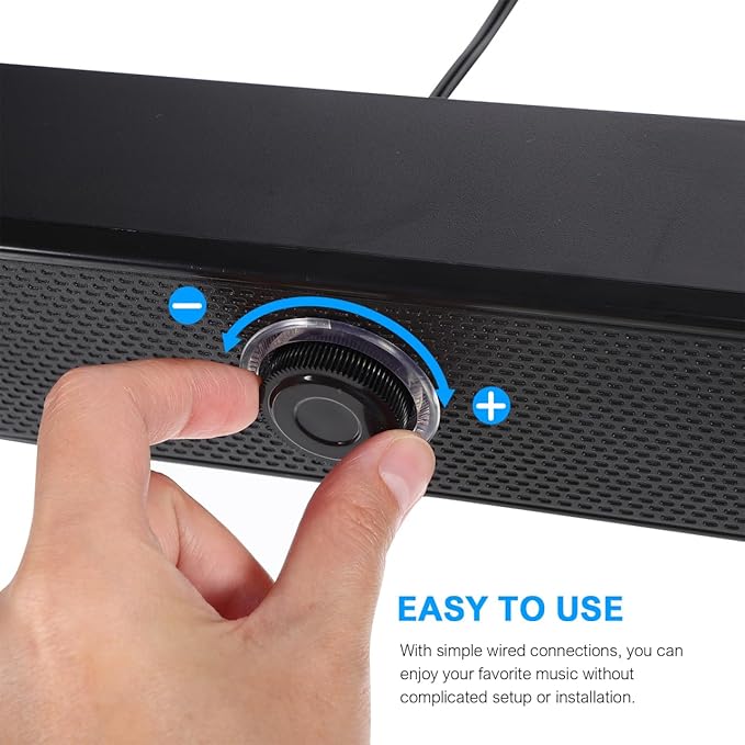 HOMSFOU Wired Sound Bar 2.0 Speaker System with Subwoofer for Tv Pc Mobile Devices Small Surround Sound System Clear Stereo Audio
