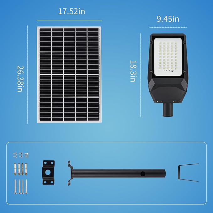8000W Solar Street Lights Outdoor - 6500K Solar Lights Outdoor Waterproof Dusk to Dawn, High Brightness Street Light Solar Powered with Remote Control for Yard, Parking lot and Garage
