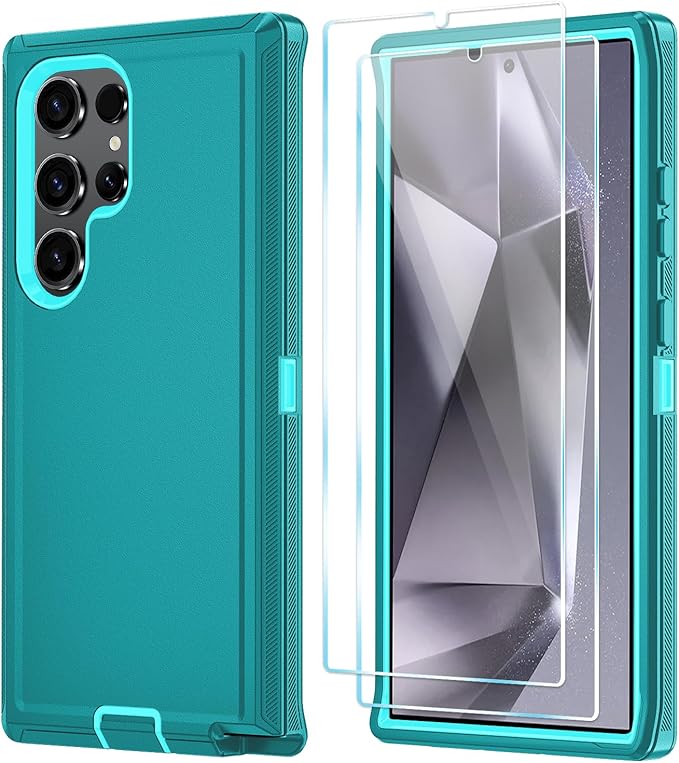 ONOLA Compatible with Samsung Galaxy S24 Ultra Case with HD Screen Protector, Heavy Duty Shockproof & Dropproof 3-Layer Cover Phone Case,LakeSkyBlue