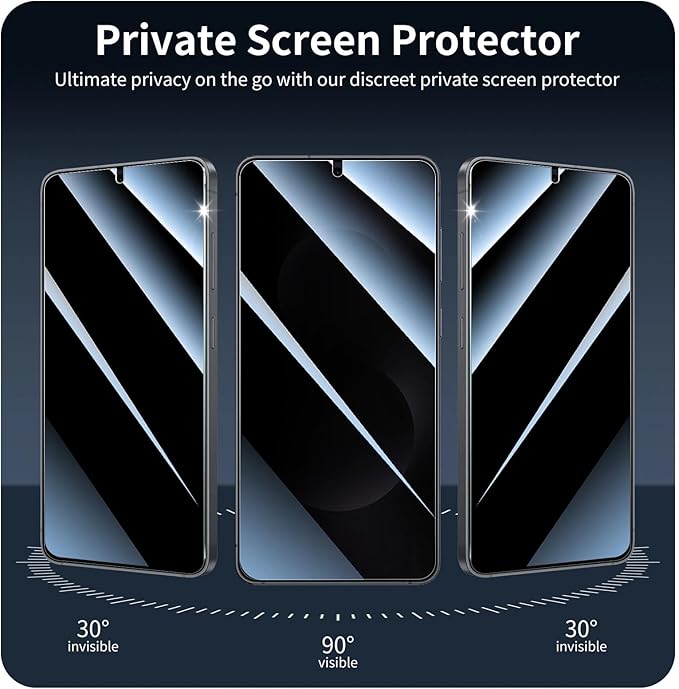 Privacy Screen & Camera Lens Protector for Samsung Galaxy S25 Edge, Anti-Spy Tempered Glass, Private Black Protection, 9H Hardness Anti-Scratch 2.5D Curved Edges Case-Friendly, 3 Pack Each