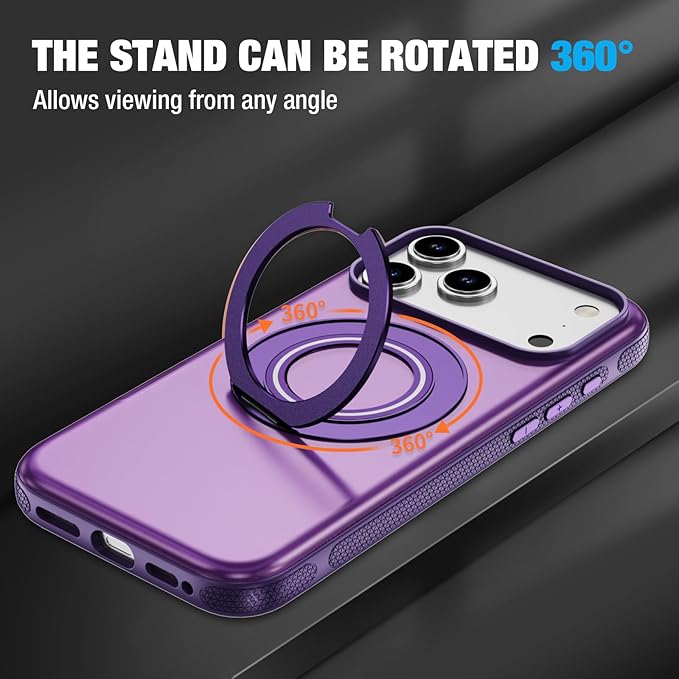 for iPhone 17 Pro Case [Compatible with Magsafe] [15 FT Military Grade Drop Protection] with Screen Protector & Lens Protector,Shockproof Kickstand Phone Case for iPhone 17 Pro (Purple)