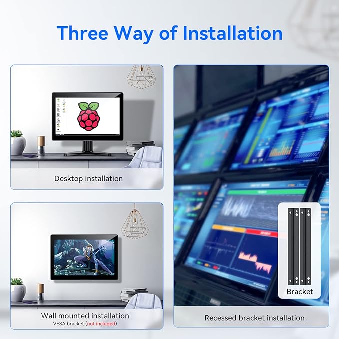 Eyoyo 10 Inch Touchscreen Monitor, Raspi Touch Screen, Small VGA AV HDMI Monitor, Portable IPS Display for CCTV DVD PC Laptop POS Systems with Speakers