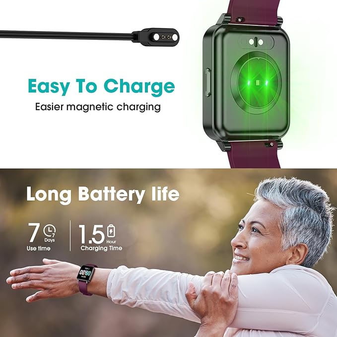 Pedometer Watch Senior Friendly, Waterproof Fitness Tracker Watches with Step Counter Calories/Sleep Tracker for Walking Running, Heart Rate Monitor for Men Women